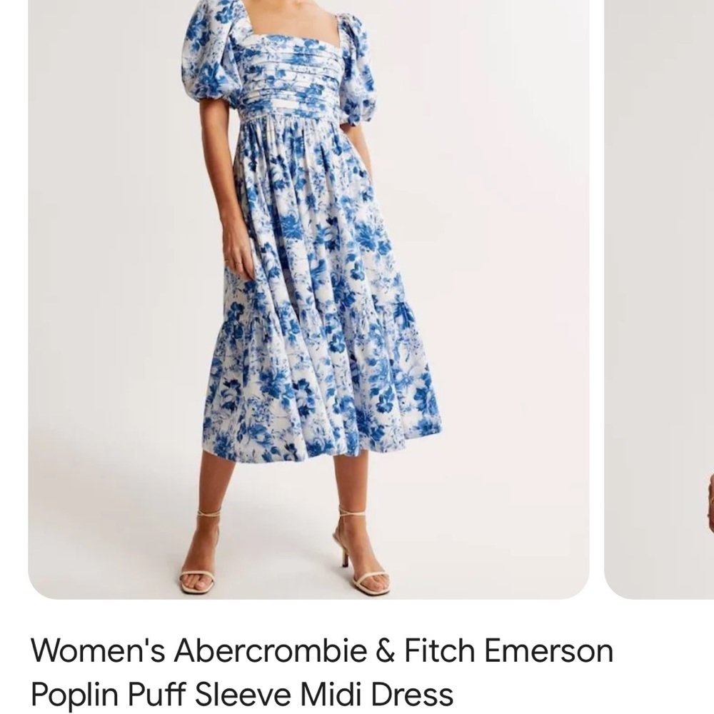 Abercrombie & Fitch Emerson Poplin Puff Sleeve Midi Dress